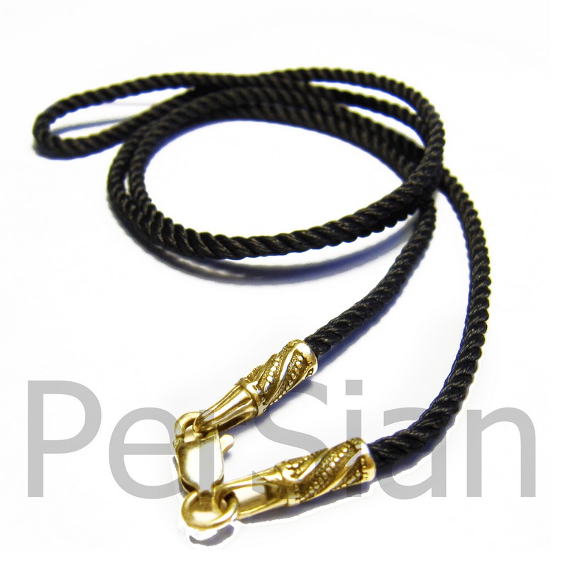 Шёлковый шнурок «Полоса» с золотыми наконечниками
