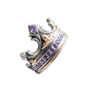 Серебряное кольцо «Корона» с аметистами