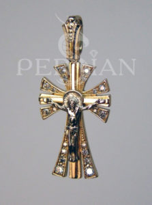 Золотой крест «Византийский» с белыми цирконами