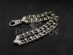 Двойной мужской браслет из серебра «Триада»