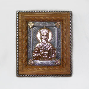 Икона в автомобиль «Николай Чудотворец» с золотой накладкой