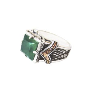 Серебряный перстень с зеленым агатом